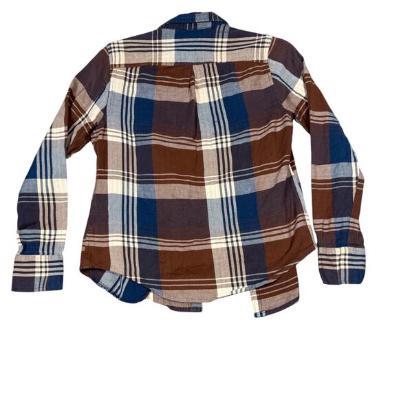 BDG Brown Blue Plaid Flannel Shirt with Pockets - Size Small - Picture 3 of 4